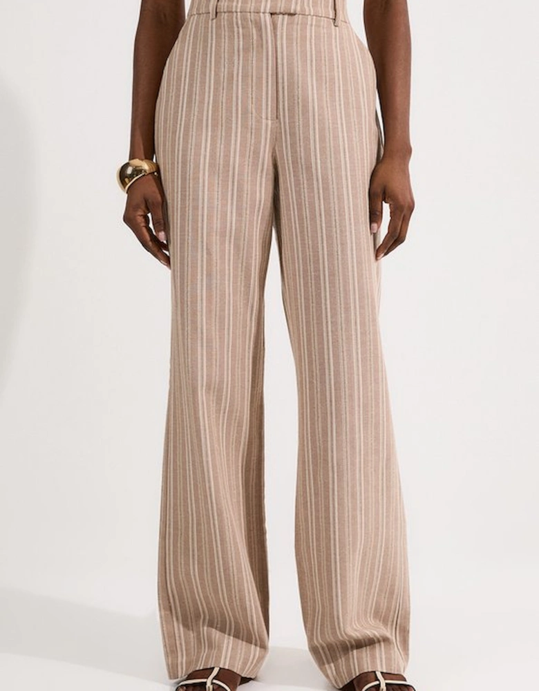 Linen Sparkle Stripe Tailored Wide Leg Tailored Trouser