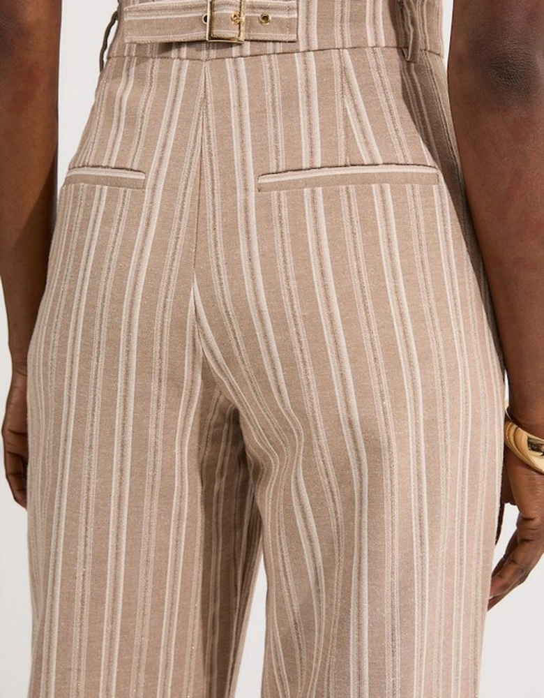 Linen Sparkle Stripe Tailored Wide Leg Tailored Trouser