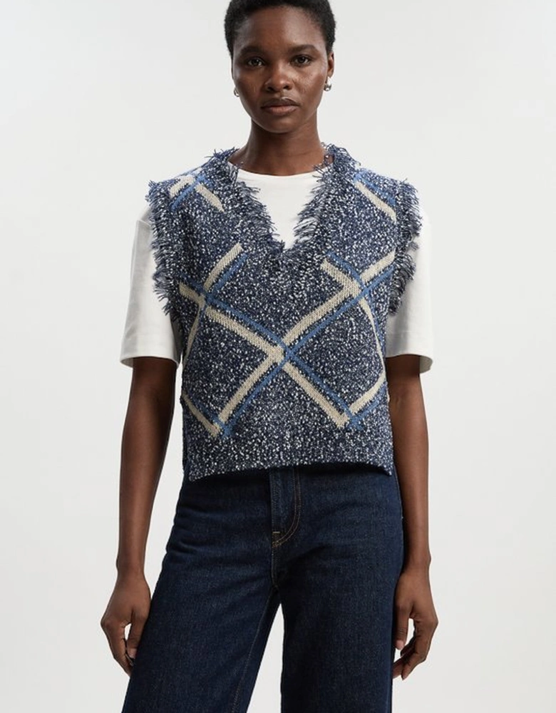 Tweed Yarn Fringe Trim Knitted Tank