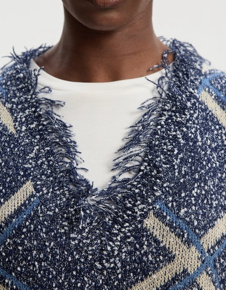 Tweed Yarn Fringe Trim Knitted Tank