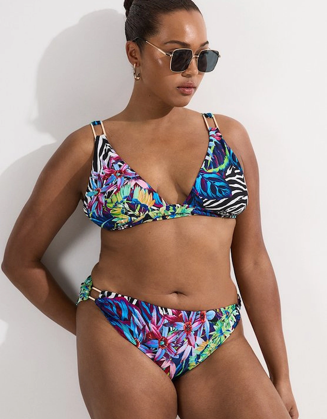 Plus Size Tropical Floral Plunge Bikini Top, 5 of 4