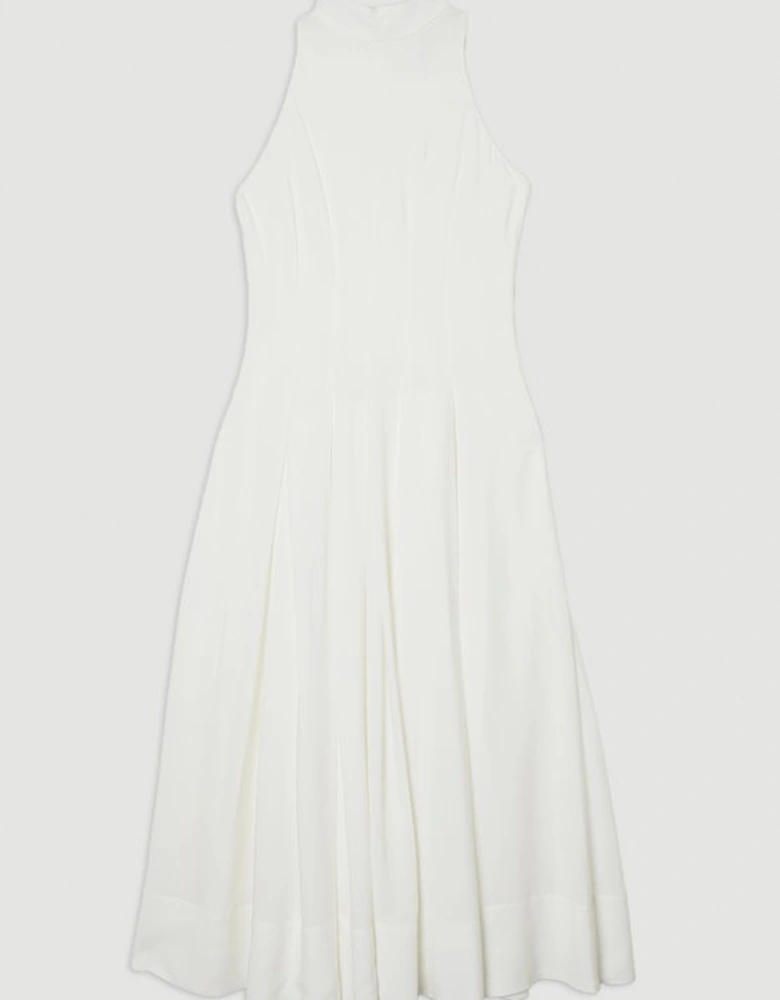 Halter Neck Pleated Woven Maxi Dress