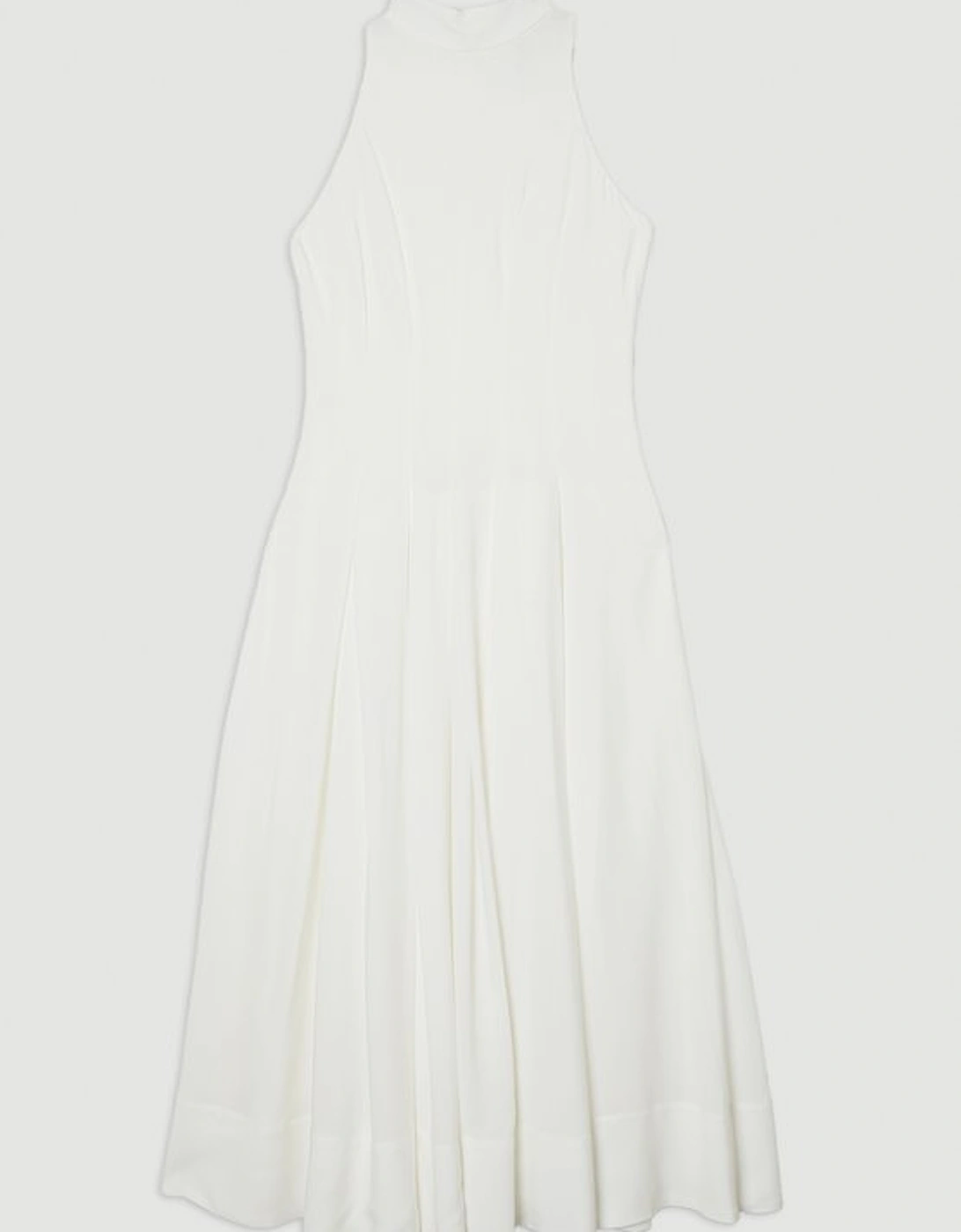 Halter Neck Pleated Woven Maxi Dress