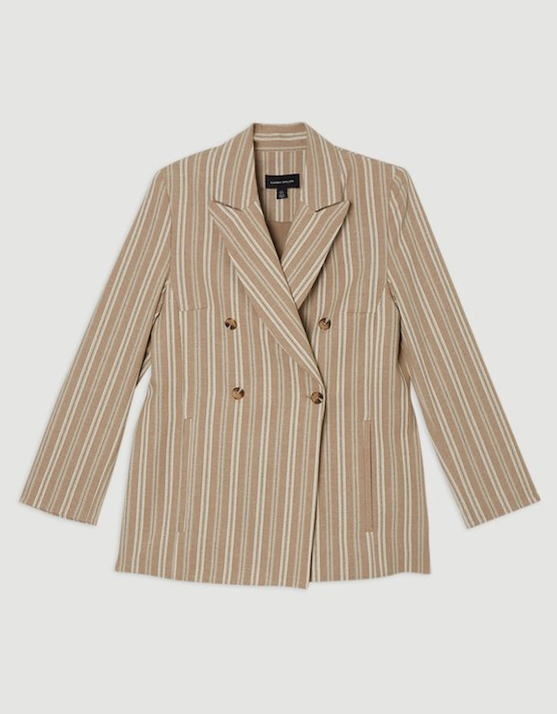 Linen Sparkle Stripe Tailored Double Breasted Jacket
