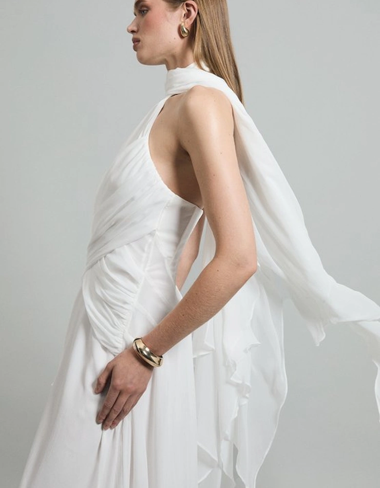 Crinkle Cross Front Georgette Woven Maxi Dress