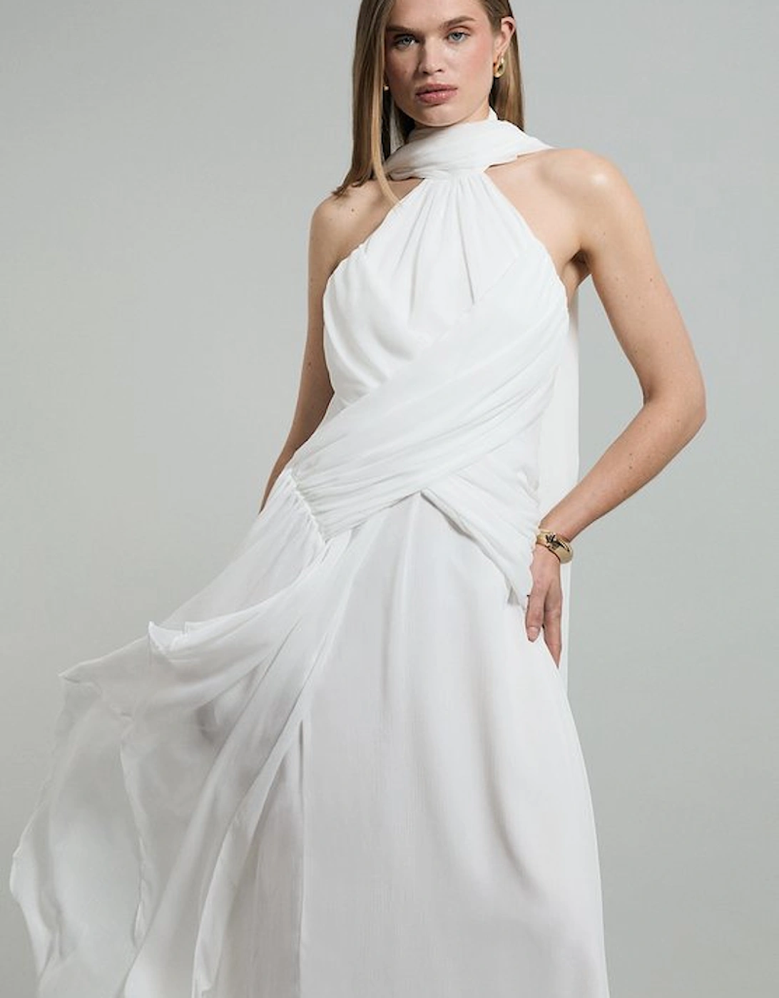 Crinkle Cross Front Georgette Woven Maxi Dress, 5 of 4