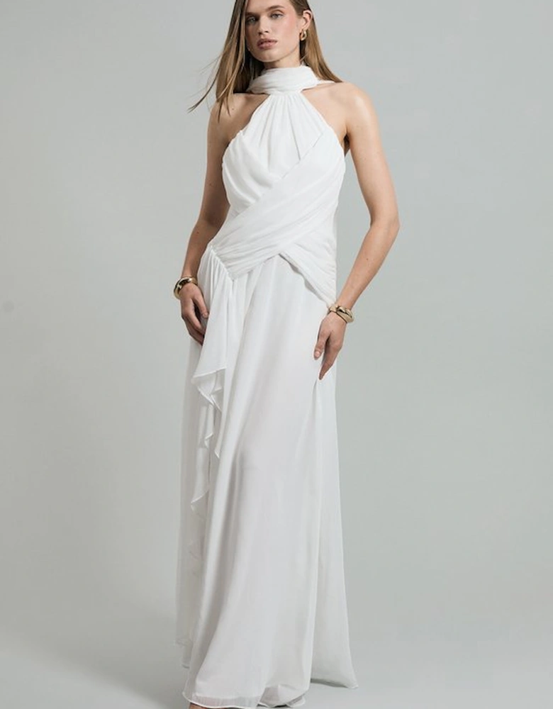 Crinkle Cross Front Georgette Woven Maxi Dress