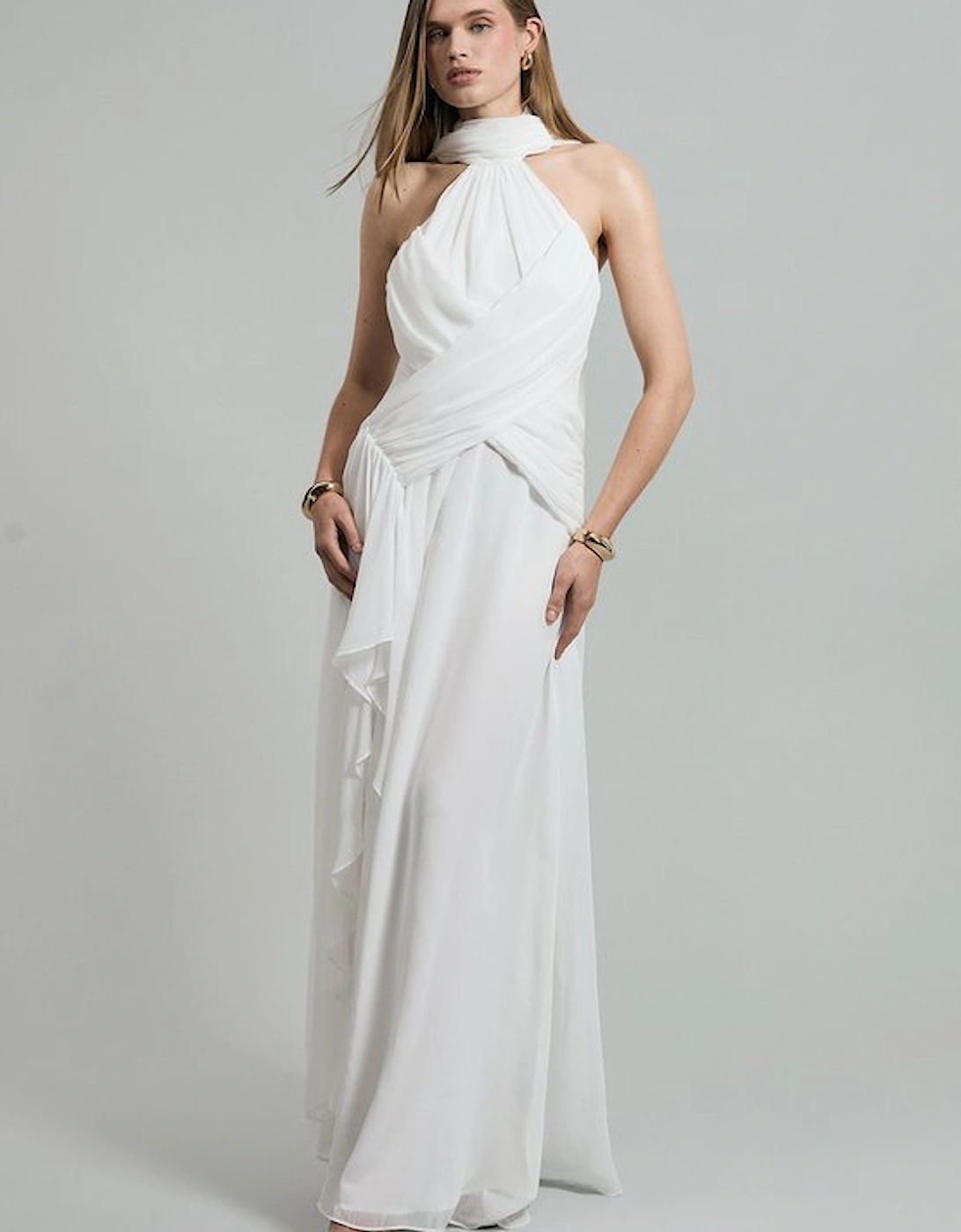 Crinkle Cross Front Georgette Woven Maxi Dress