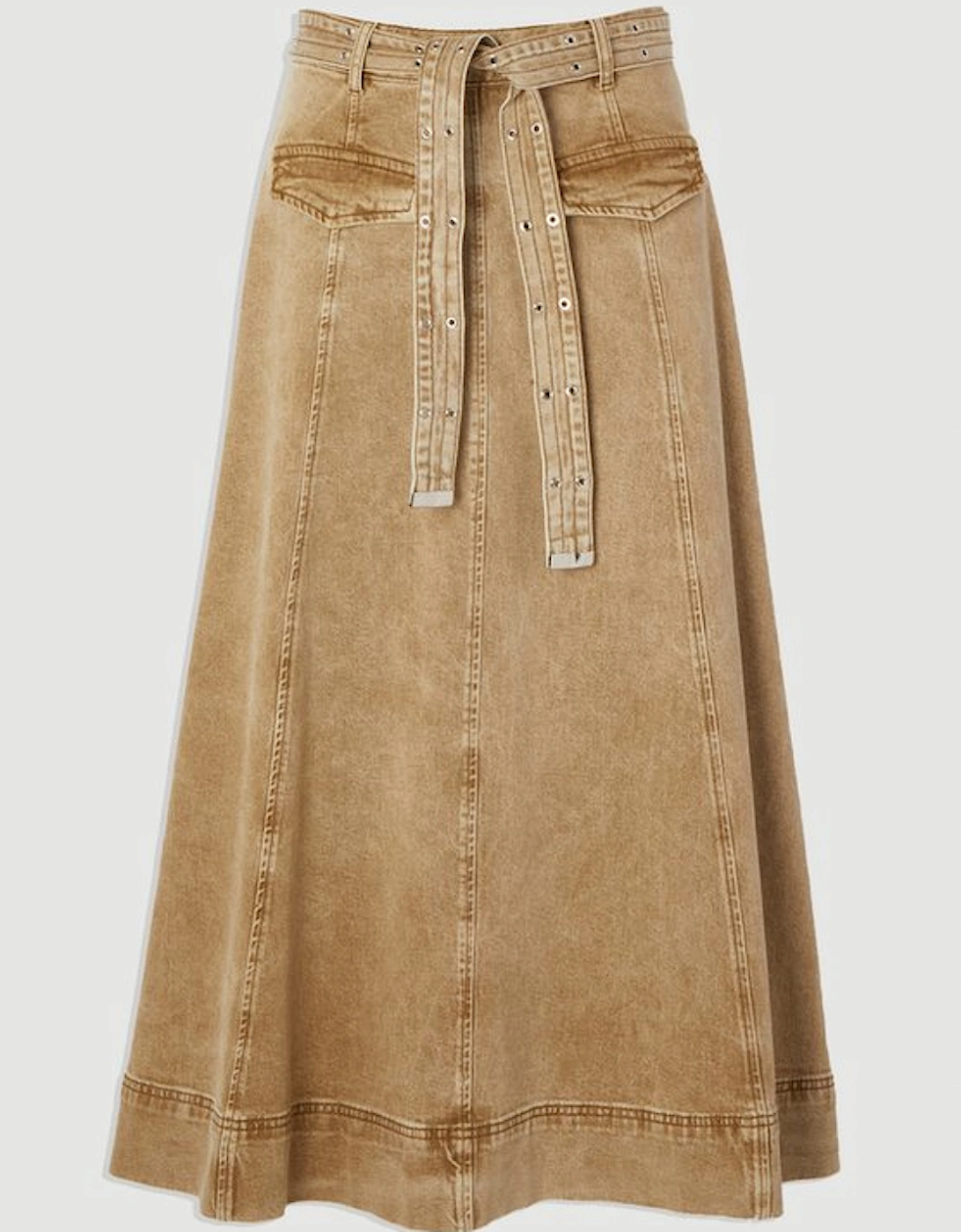 Denim Belted Full Skirt