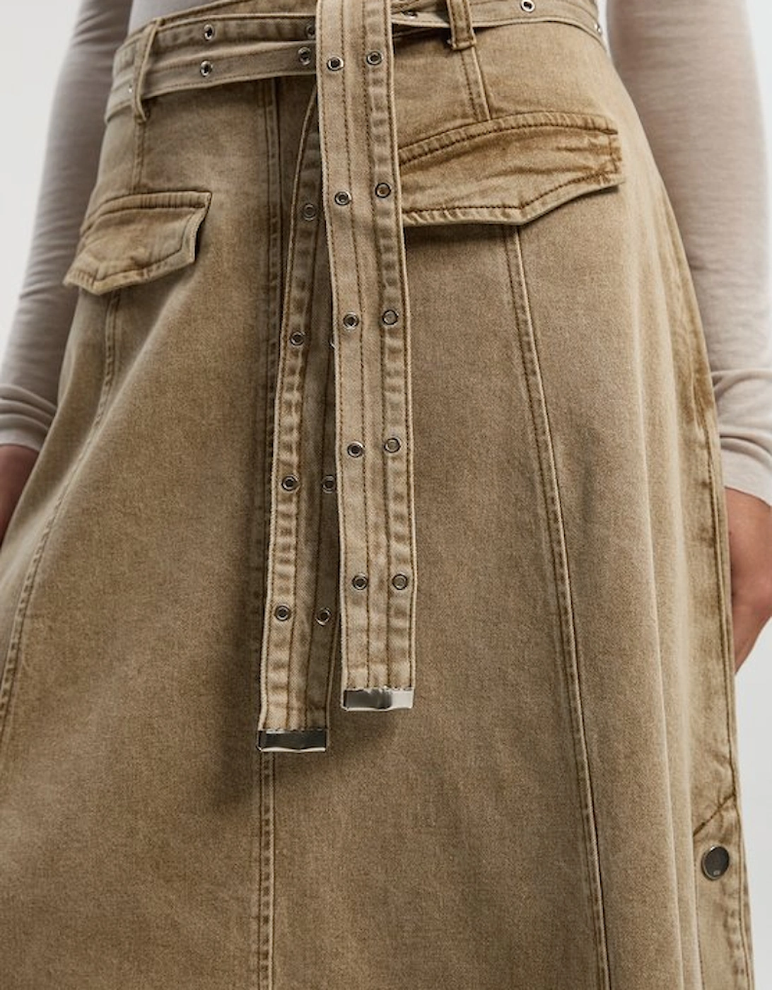 Denim Belted Full Skirt