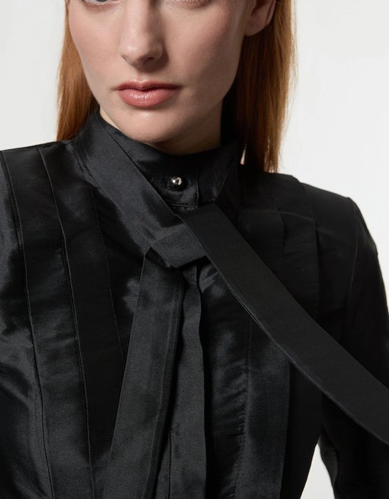 Taffeta Pleat Detail Woven Shirt