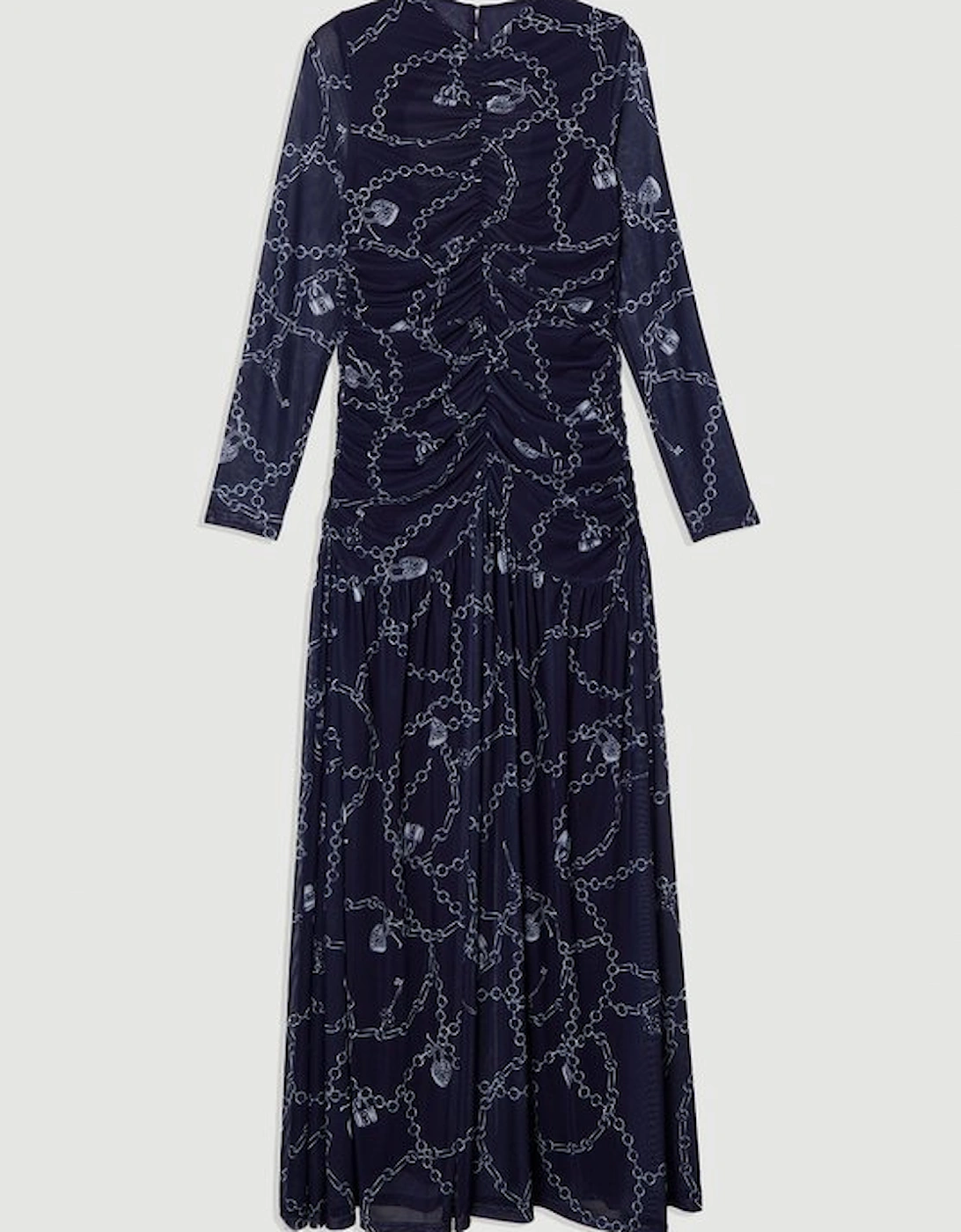 Chain Print Mesh Maxi Dress