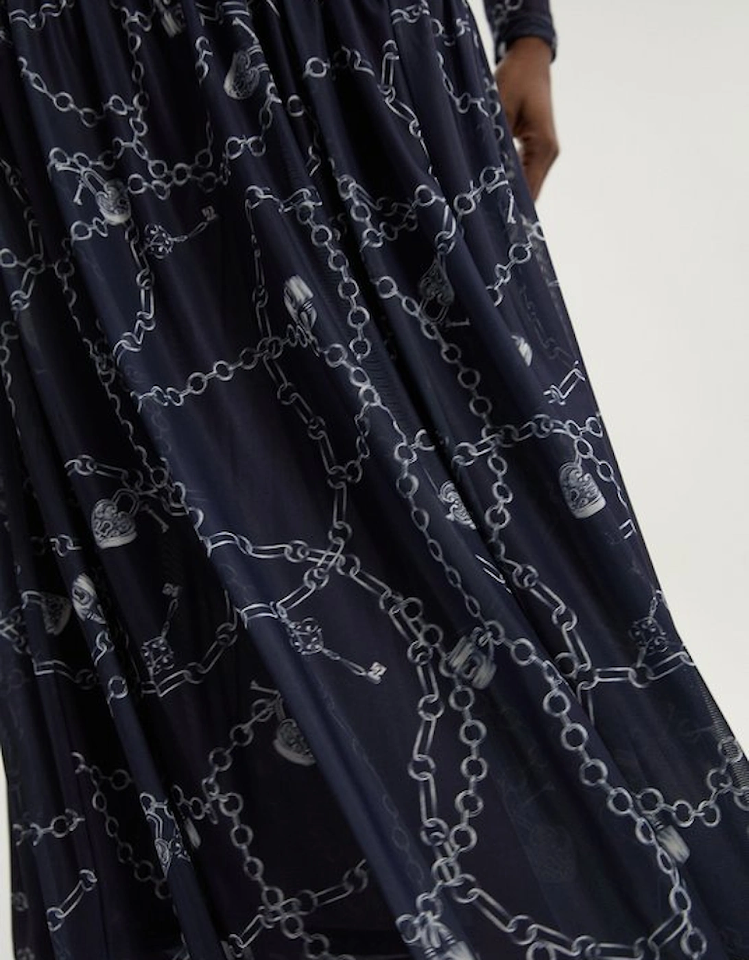 Chain Print Mesh Maxi Dress