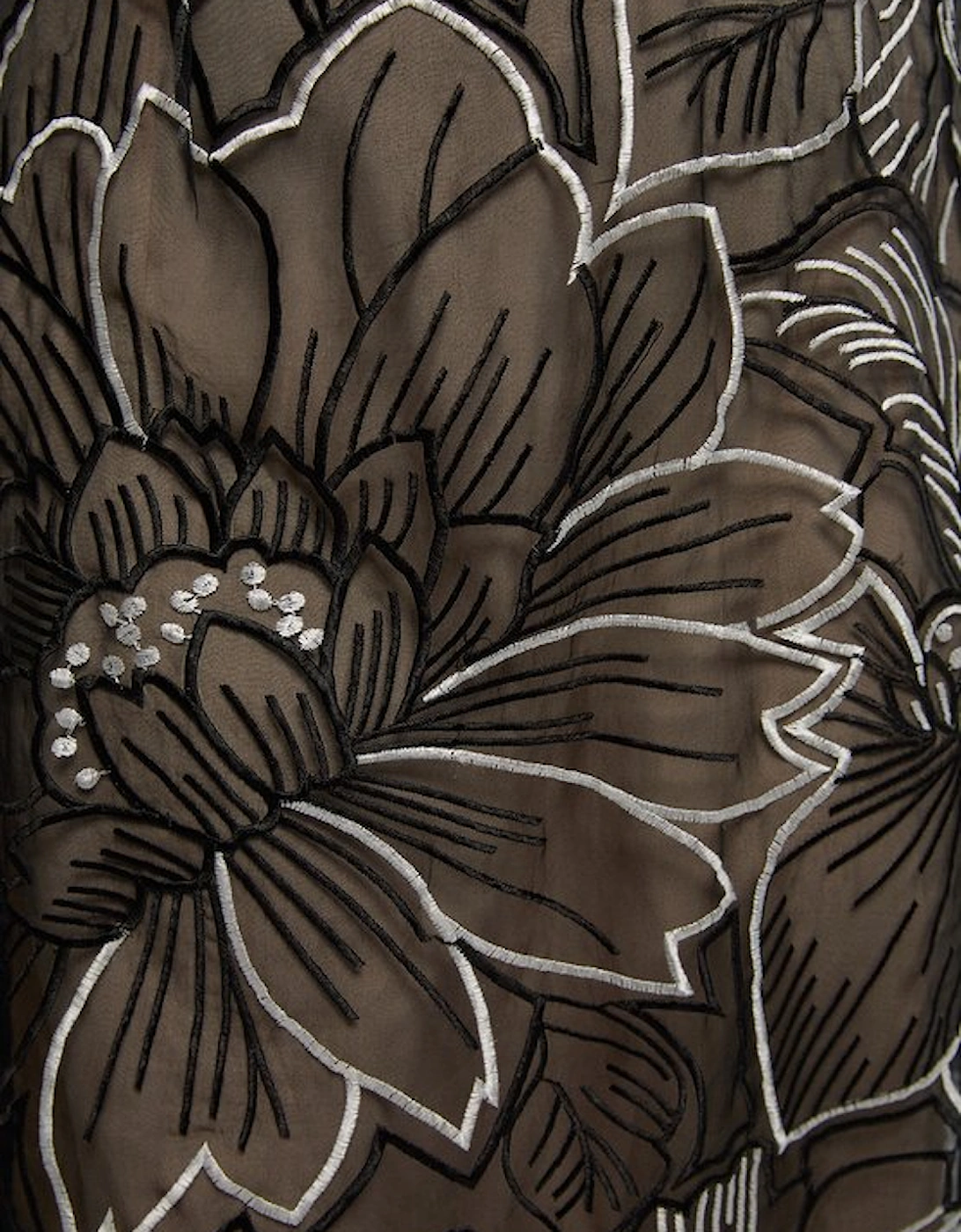 Plus Size Hand Embroidered And Sequin Organdie Deep V Woven Maxi Dress