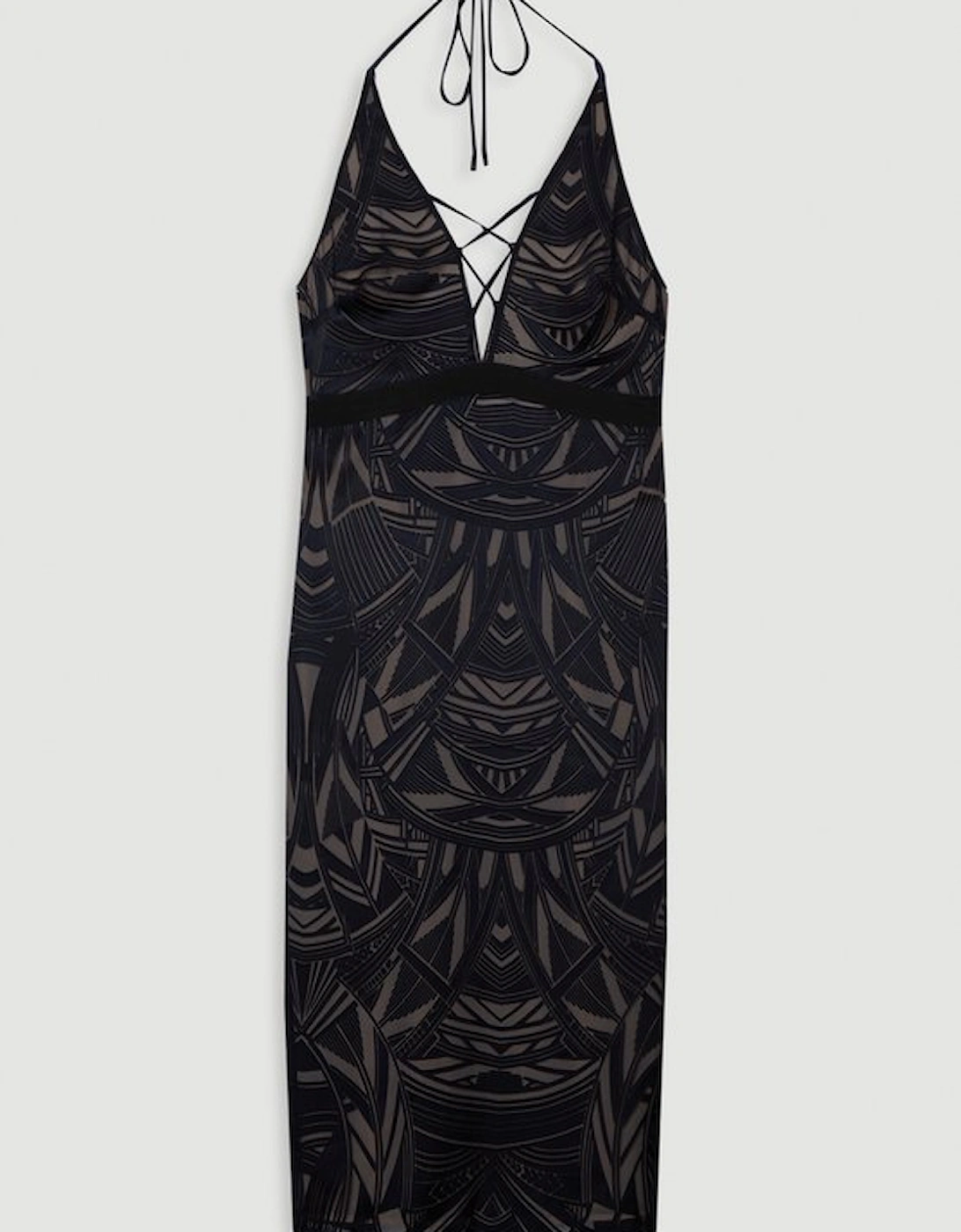 Amelia Graham Plus Size Burnout Lace Up Detail Woven Column Dress
