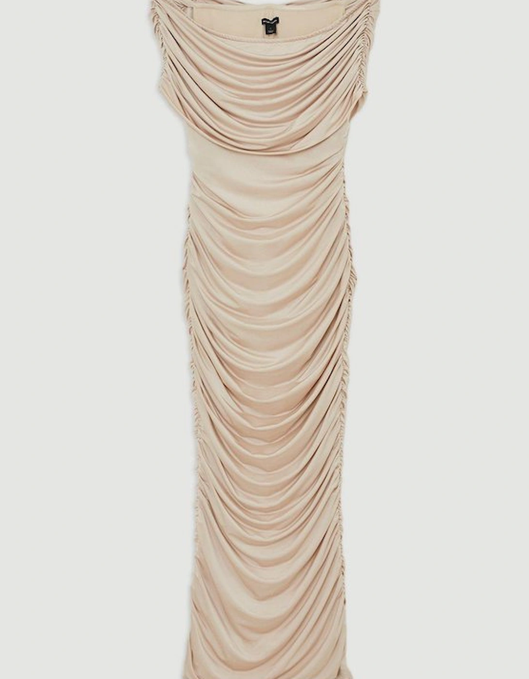 Drapey Slinky Jersey Bardot Maxi Dress