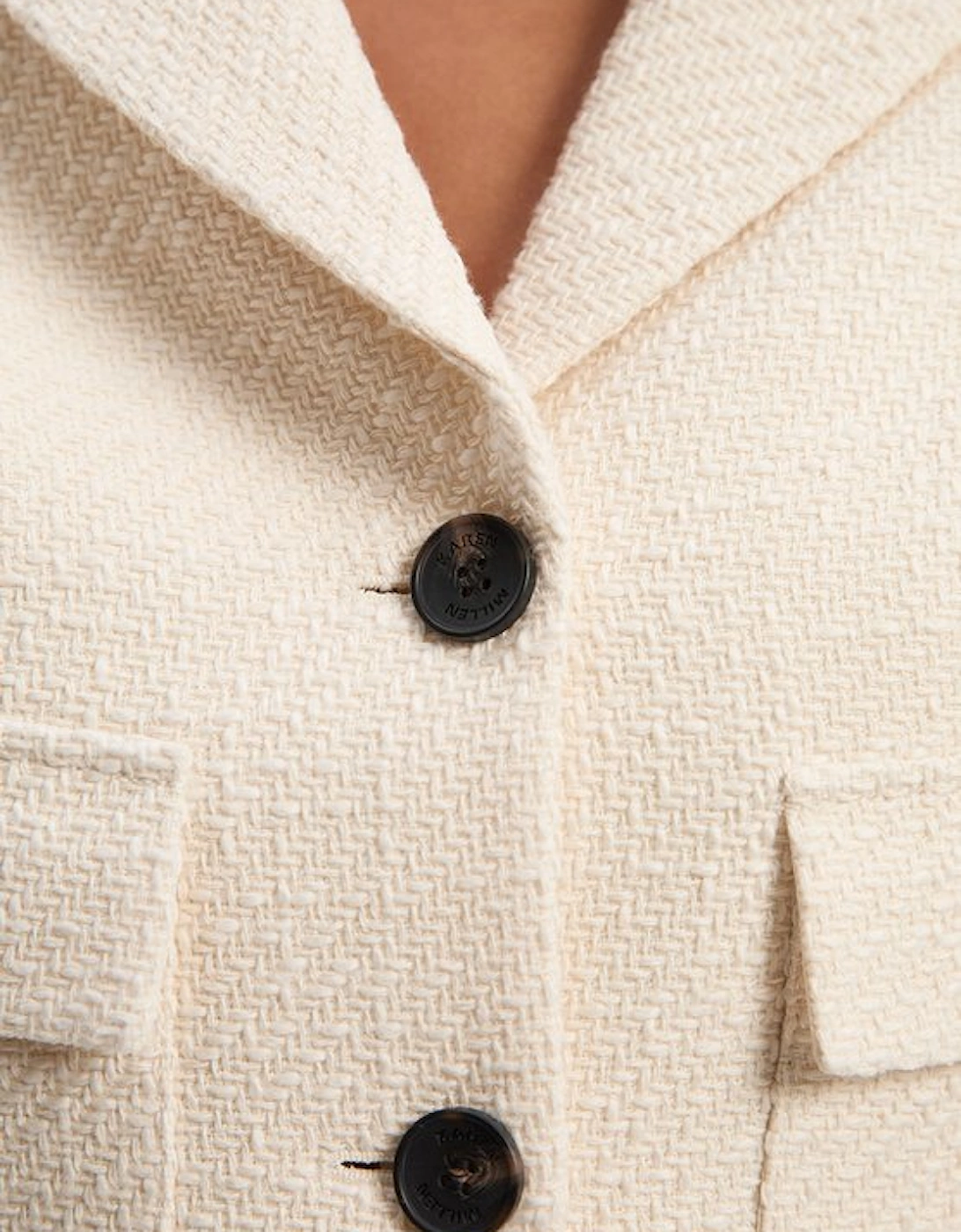 Textured Tweed Pocket Front Tailored Cropped Jacket