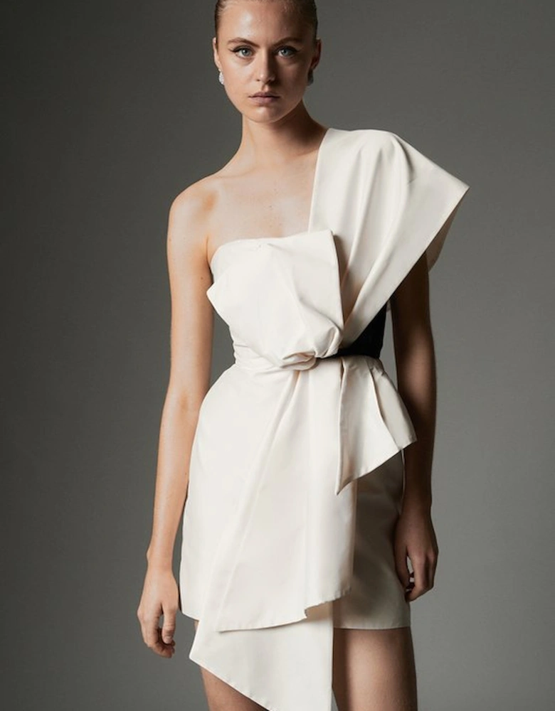 Archive Collection - Taffeta Bow Detail Woven Mini Dress