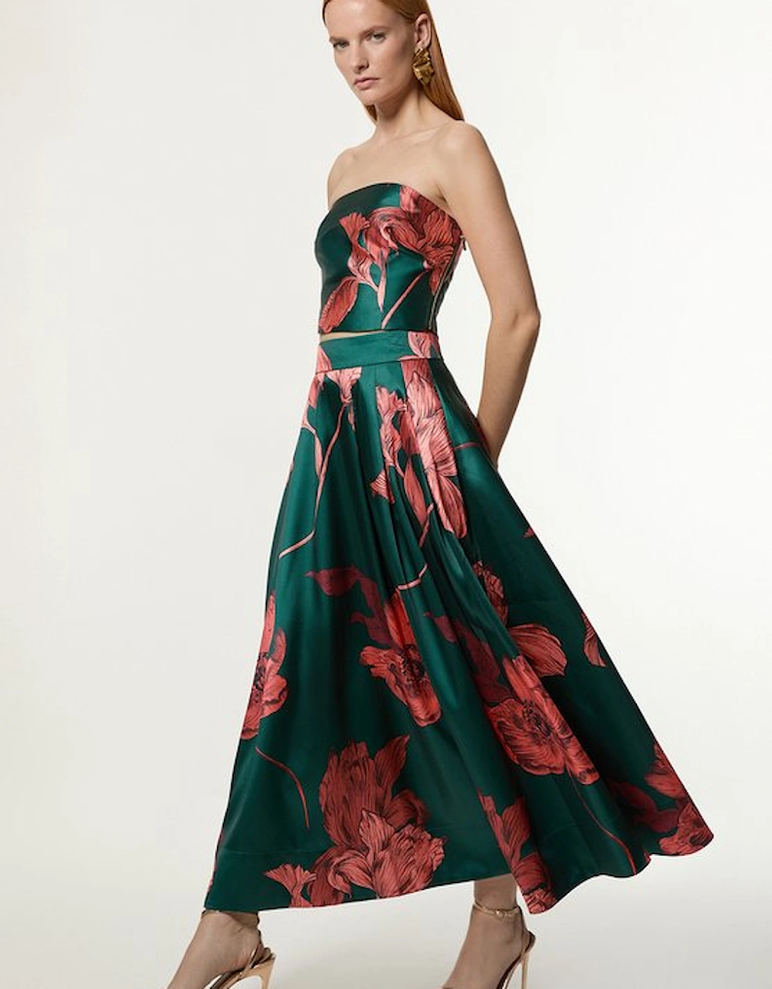 Tall Floral Print Woven Prom Midi Skirt, 5 of 4