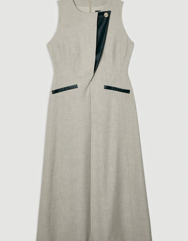 Tailored Marl Contrast Tipped Full Skirted Maxi Dress