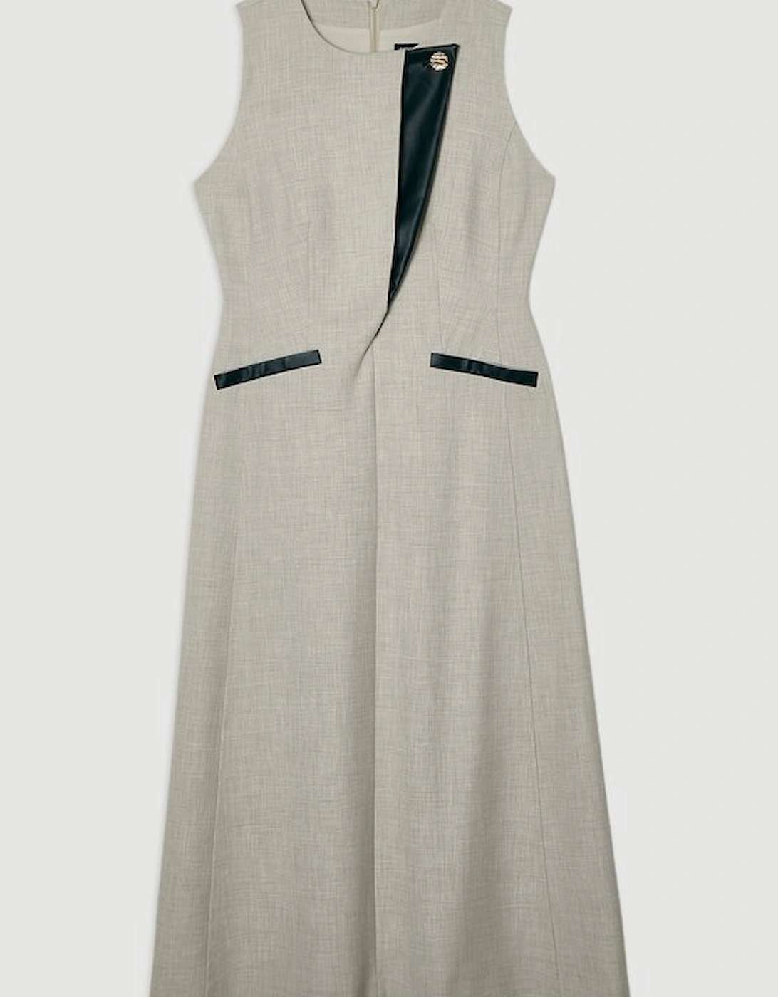 Tailored Marl Contrast Tipped Full Skirted Maxi Dress