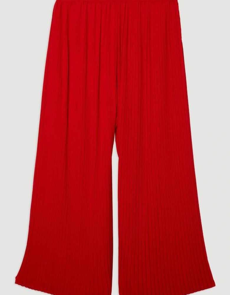 Plus Size Pleated Woven Wide Leg Trousers