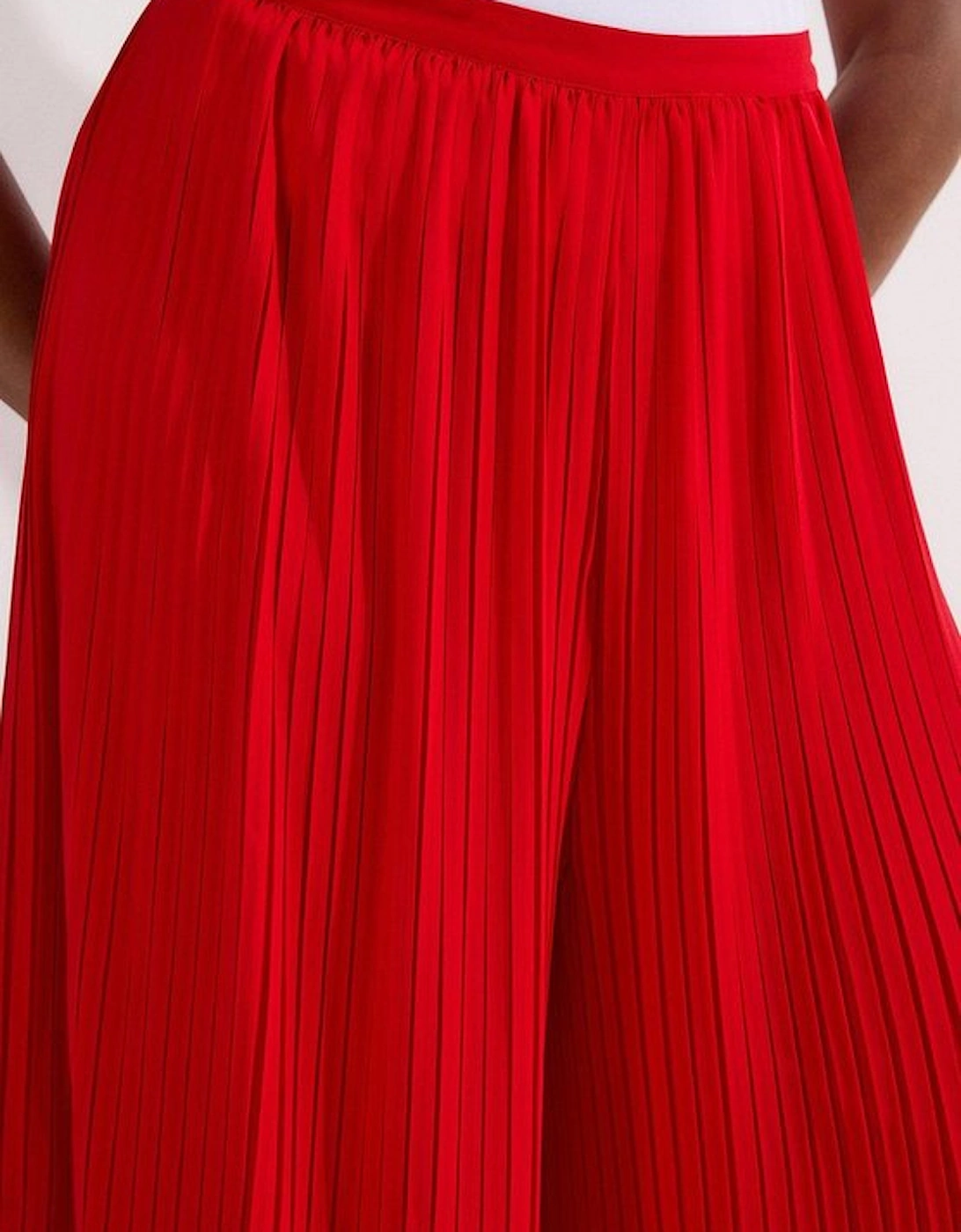 Plus Size Pleated Woven Wide Leg Trousers