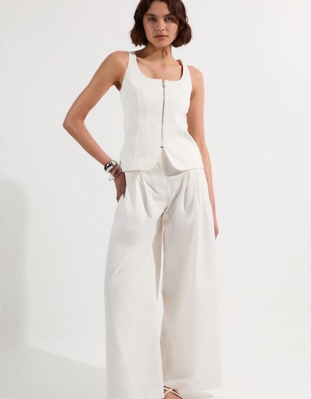Tailored Denim Peplum Wide Leg Jumpsuit, 5 of 4