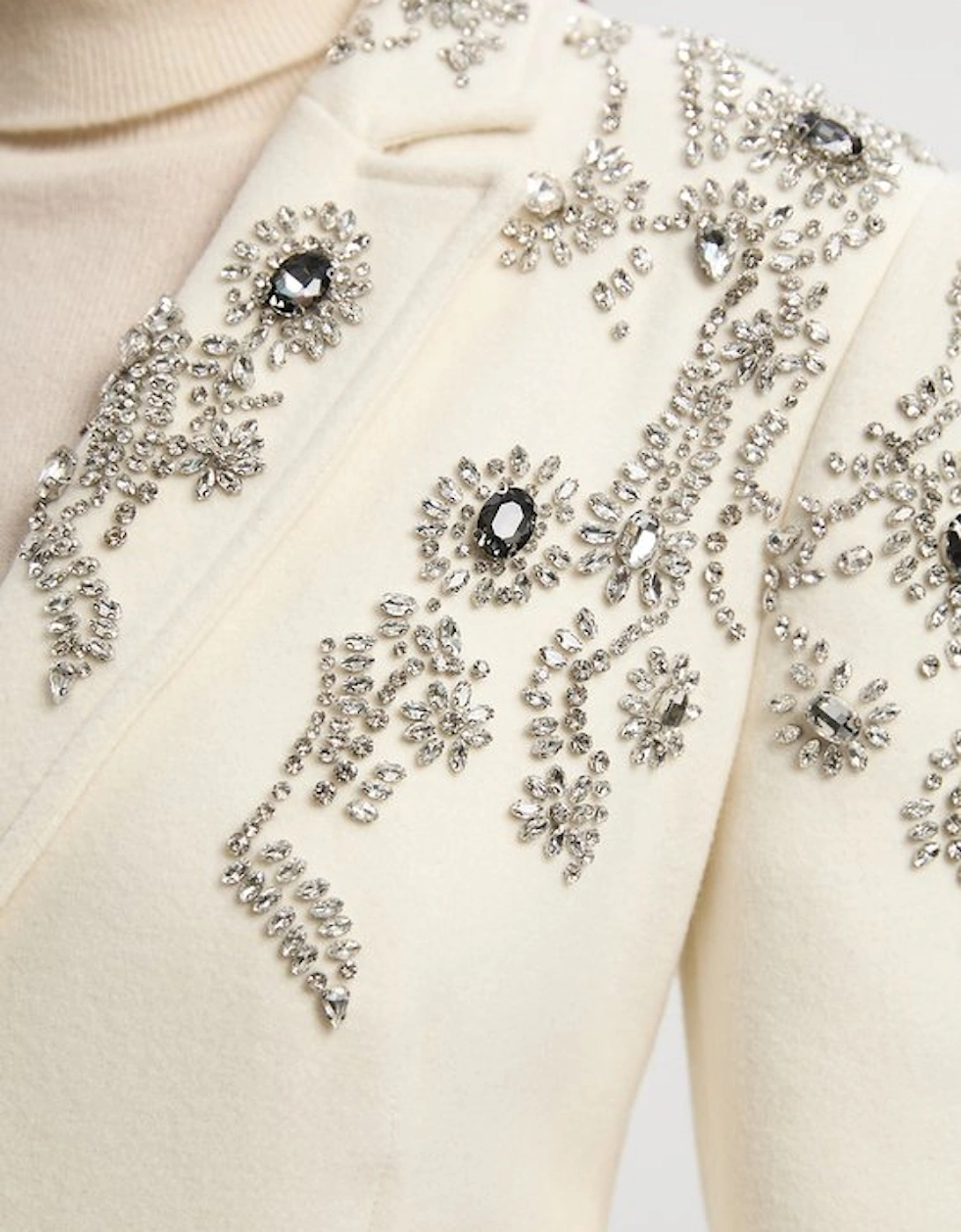 Tailored Wool Embellished Double Breasted Midi Coat
