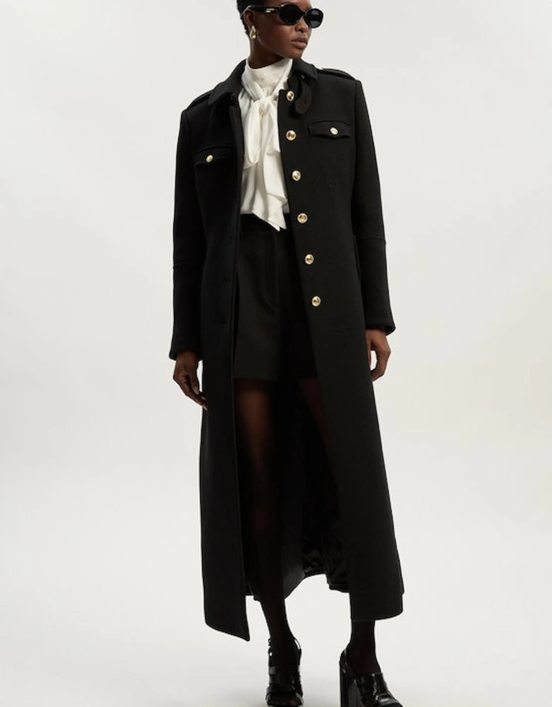 Wool Military Tailored Maxi Coat