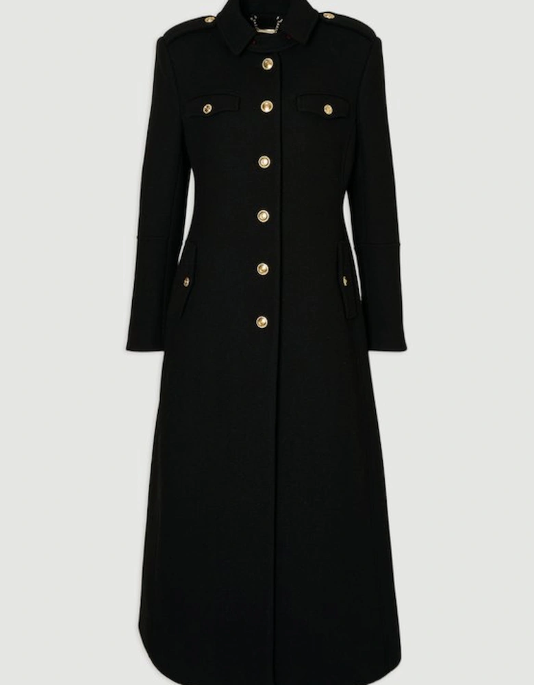 Wool Military Tailored Maxi Coat