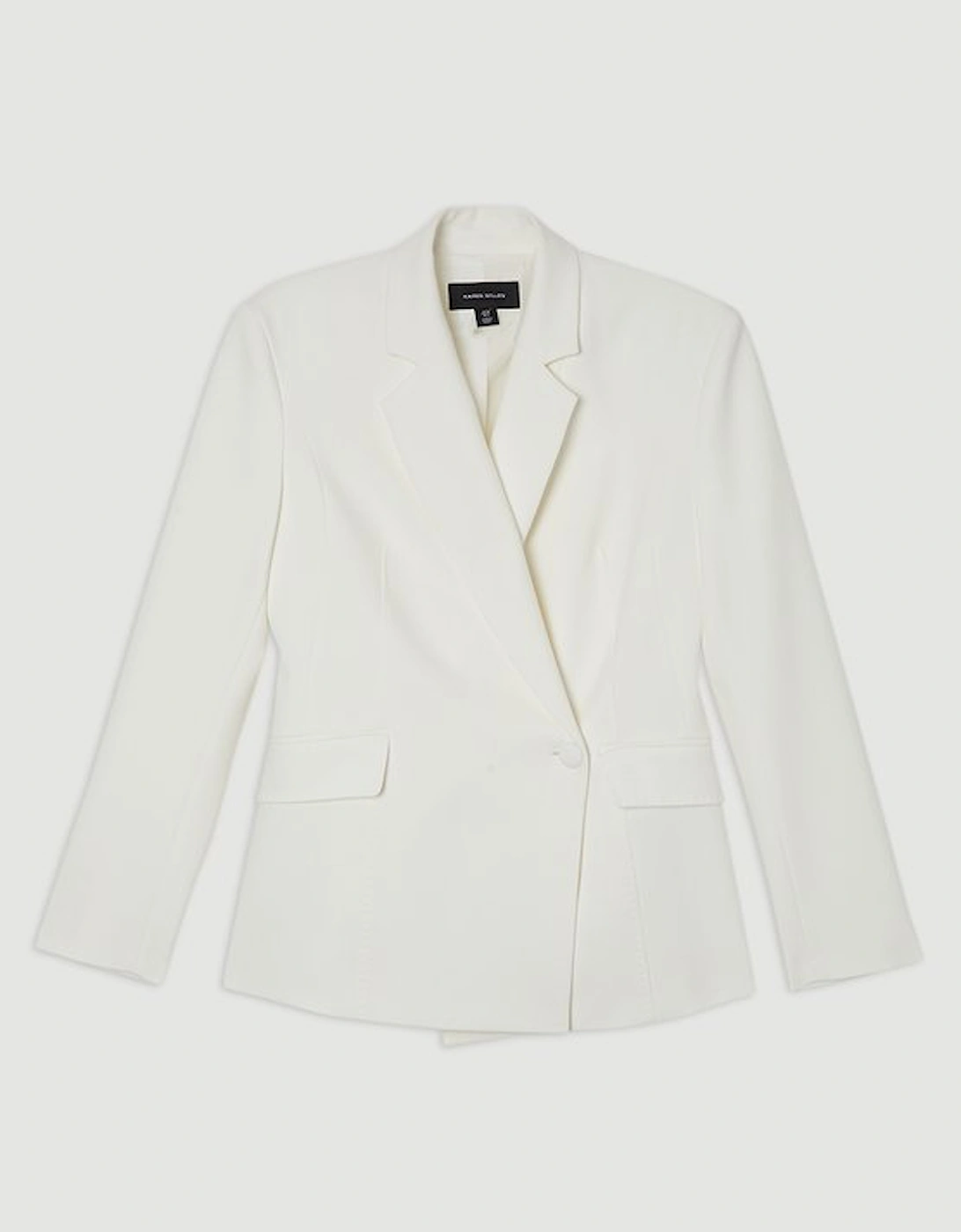 Compact Stretch Stab Stitch Asymmetric Wrap Tailored Blazer