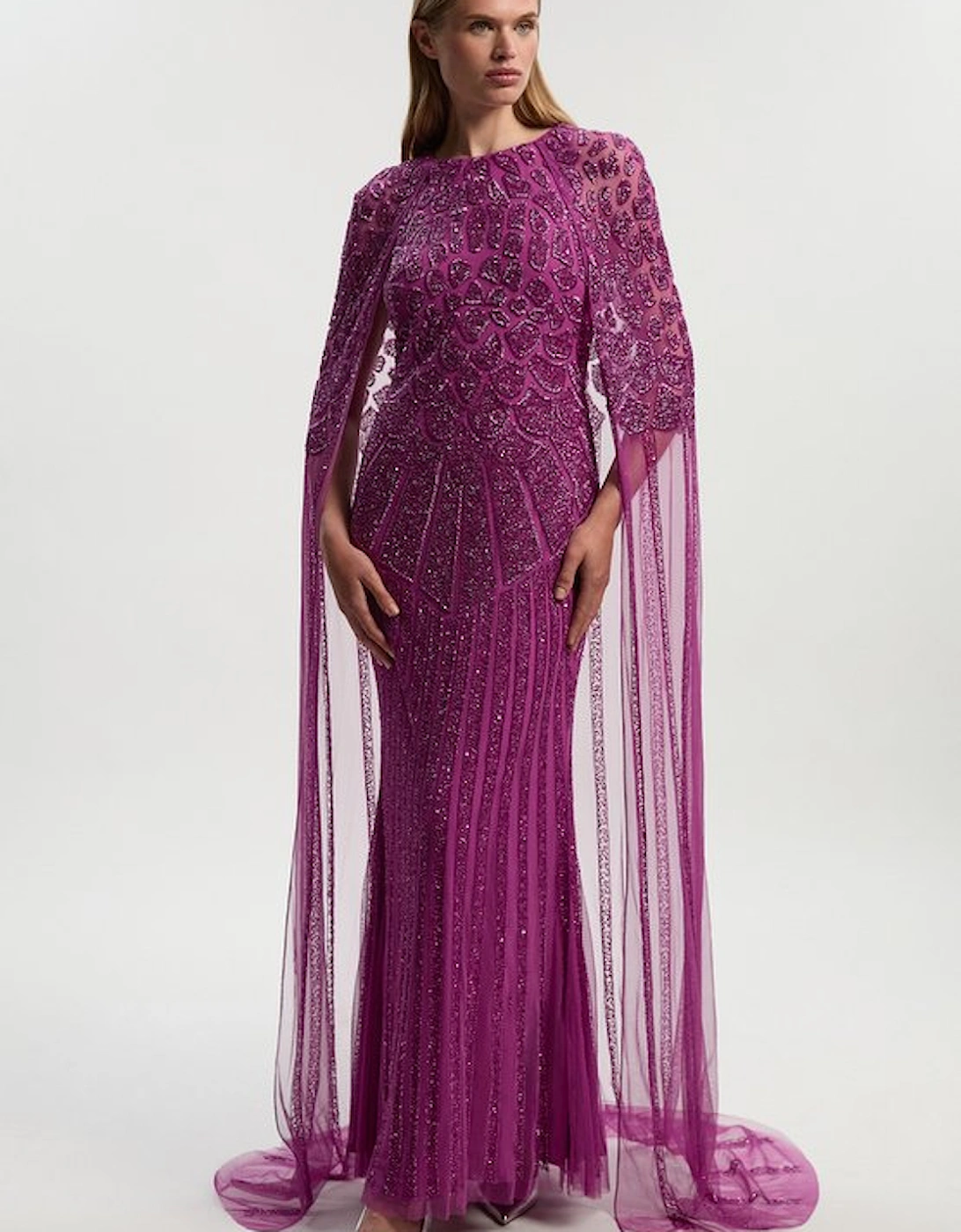 Premium Embellished Caped Maxi Dress, 5 of 4