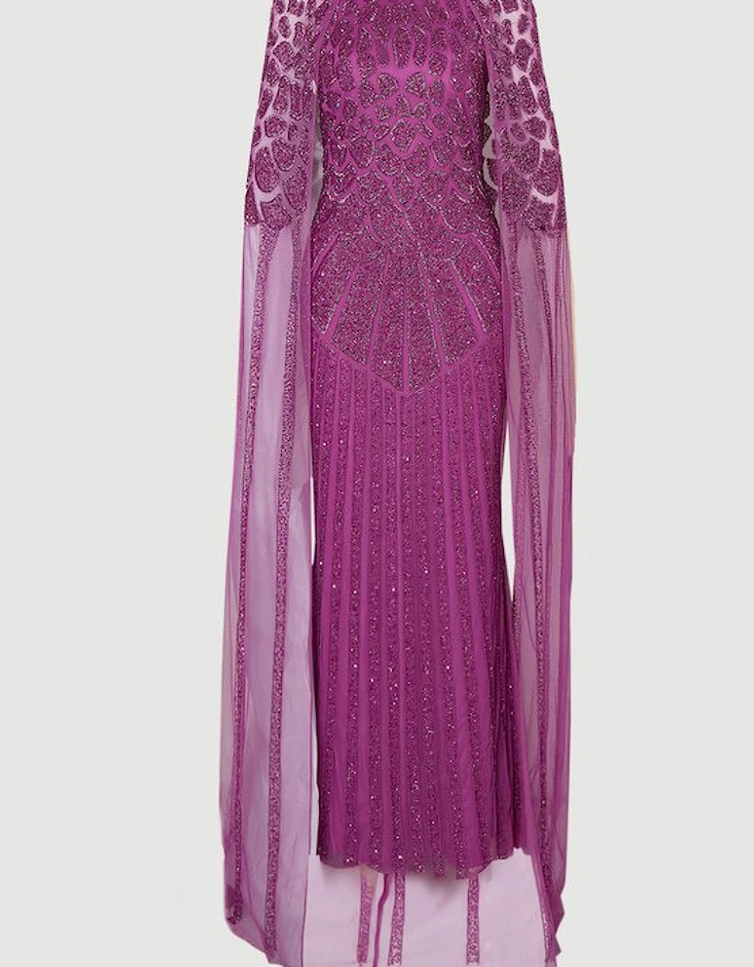 Premium Embellished Caped Maxi Dress