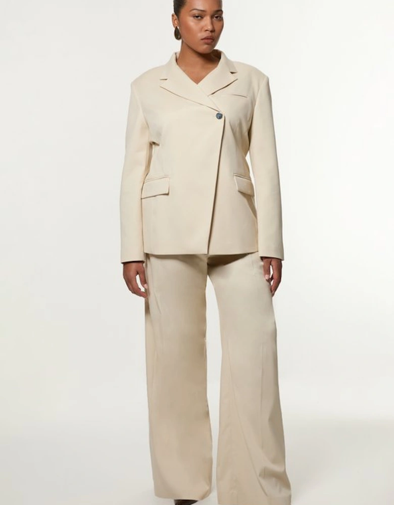 Plus Size Soft Structured Tailored Wide Leg Trousers