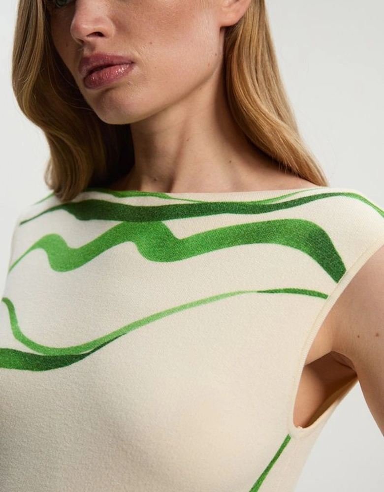 Abstract Print Knitted Maxi Dress