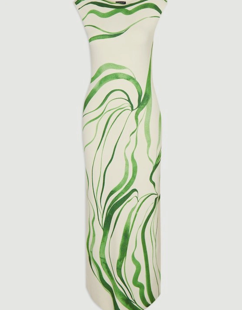 Abstract Print Knitted Maxi Dress