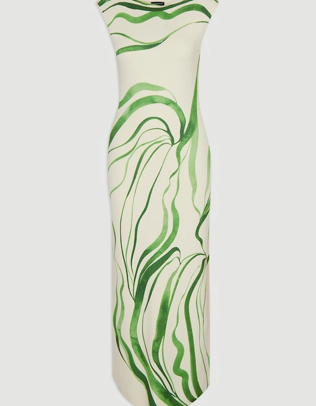 Abstract Print Knitted Maxi Dress