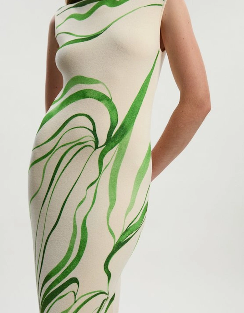 Abstract Print Knitted Maxi Dress