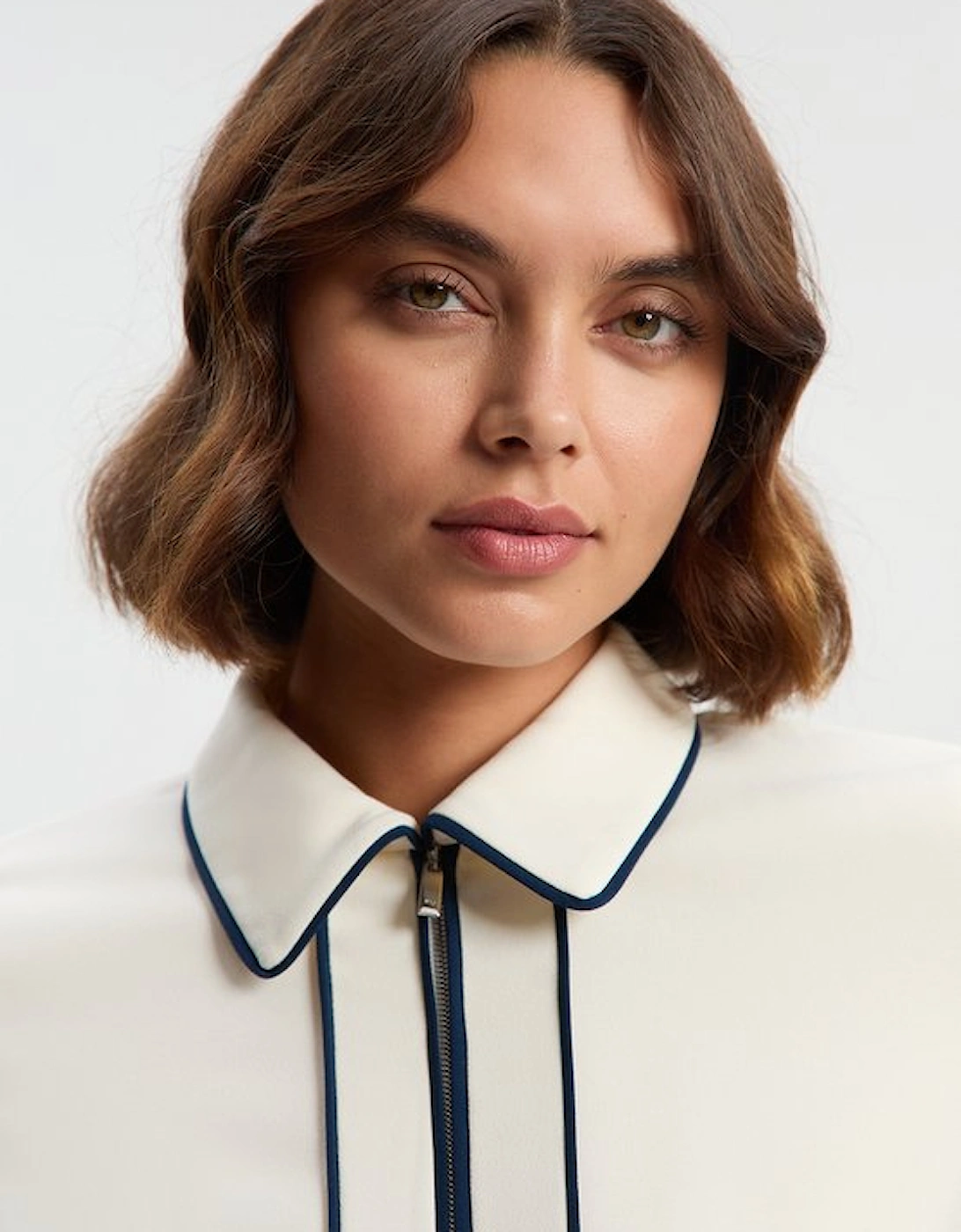 Tailored Crepe Tipped Tailored Midi Shirt Dress