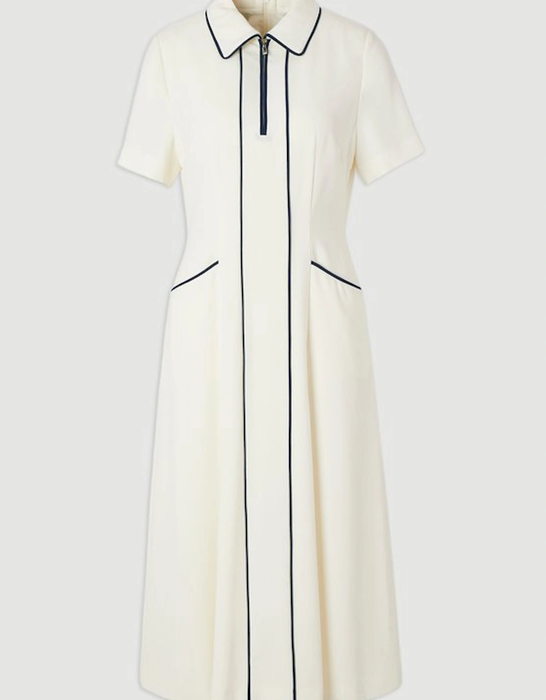 Tailored Crepe Tipped Tailored Midi Shirt Dress