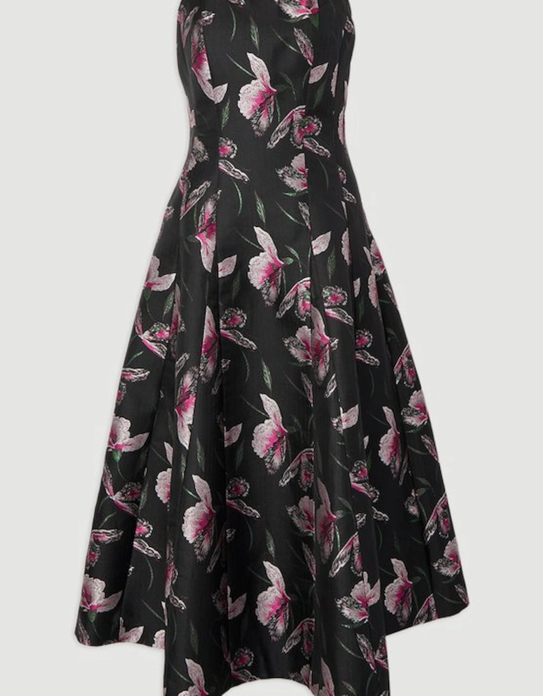Jacquard Bandeau Full Skirted Midi Dress