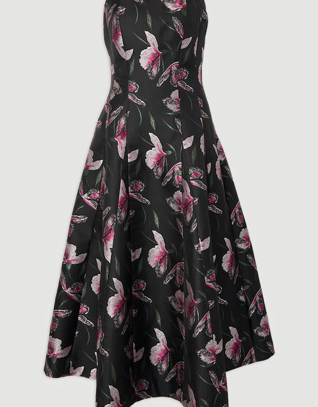 Jacquard Bandeau Full Skirted Midi Dress