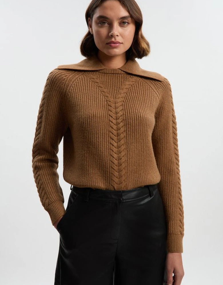 Cable Stitch Fly Collar Jumper