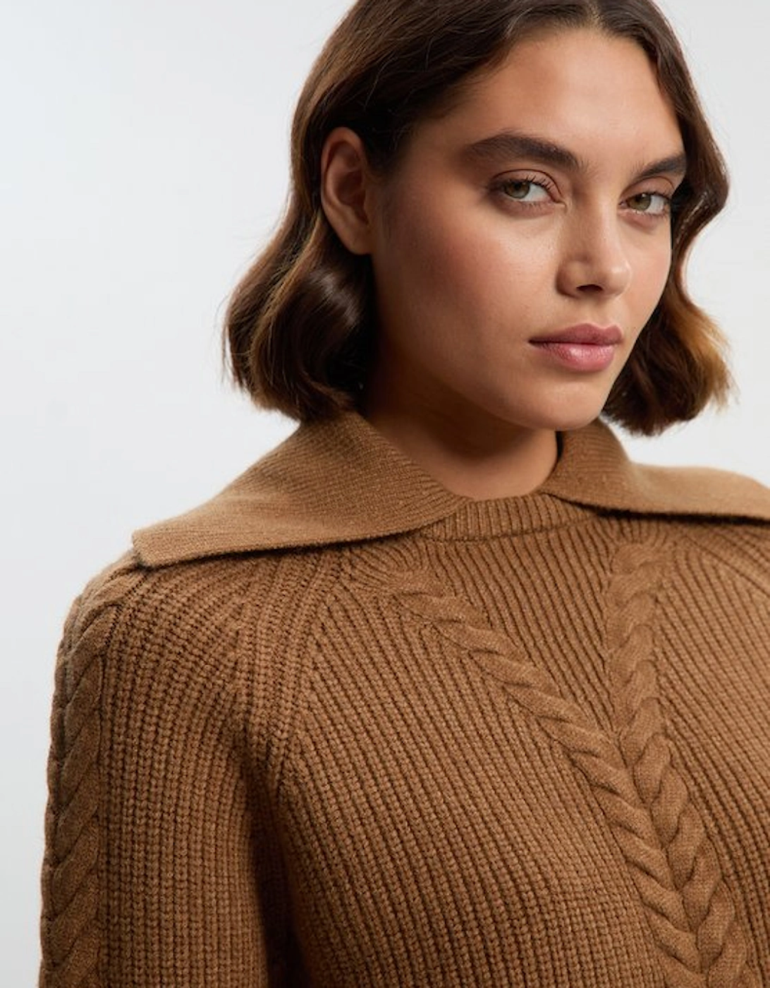 Cable Stitch Fly Collar Jumper
