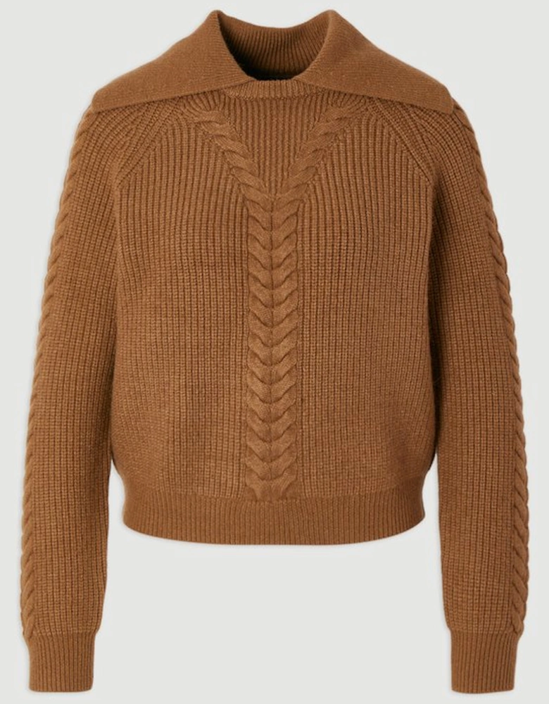 Cable Stitch Fly Collar Jumper