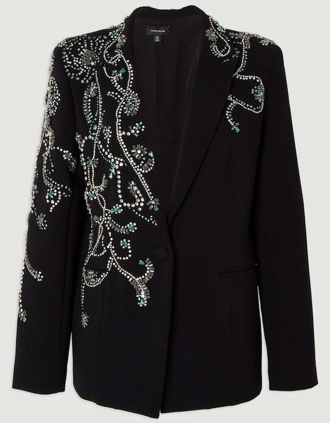 Plus Size Crystal Embellished Tailored Single Breasted Blazer