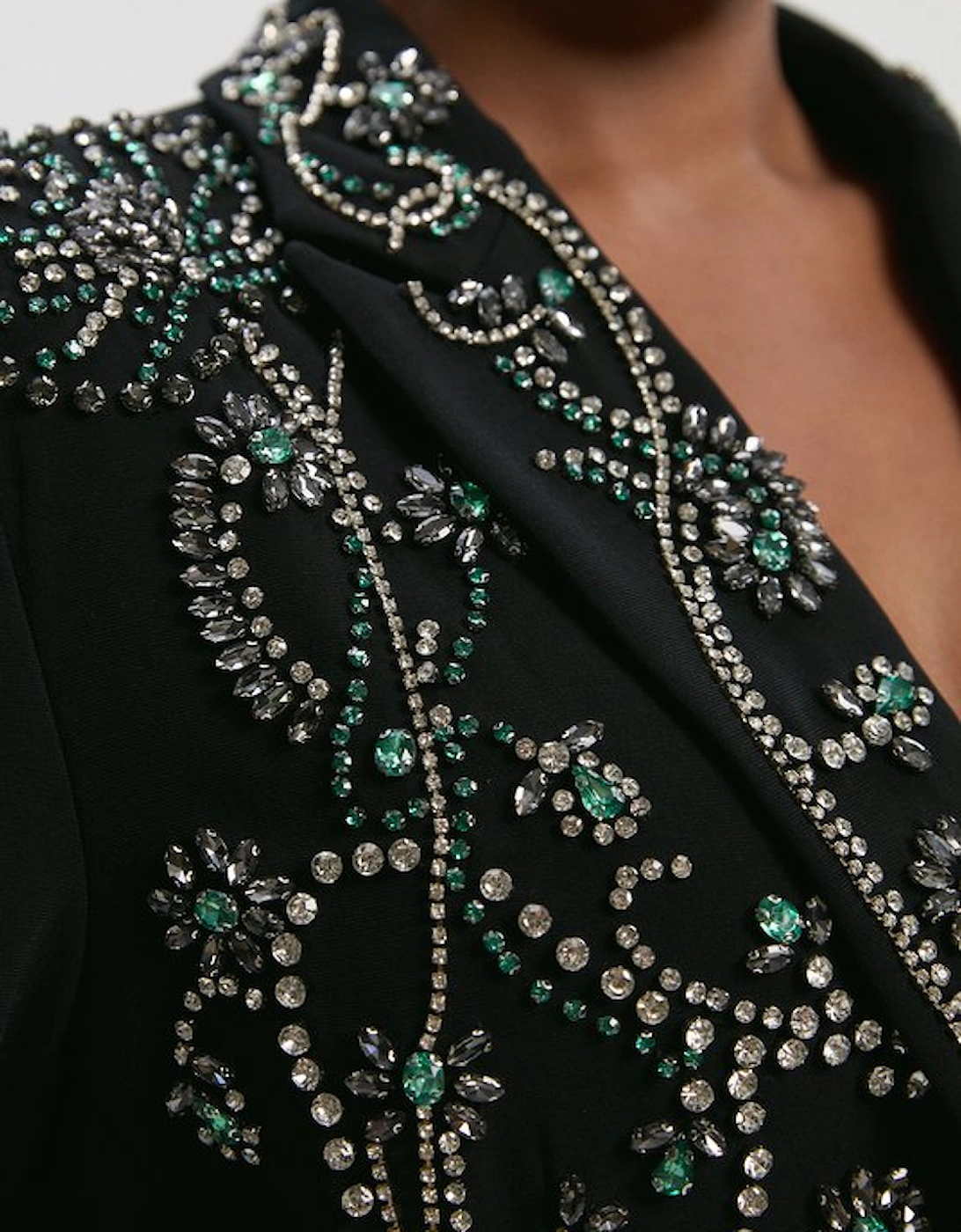 Plus Size Crystal Embellished Tailored Single Breasted Blazer