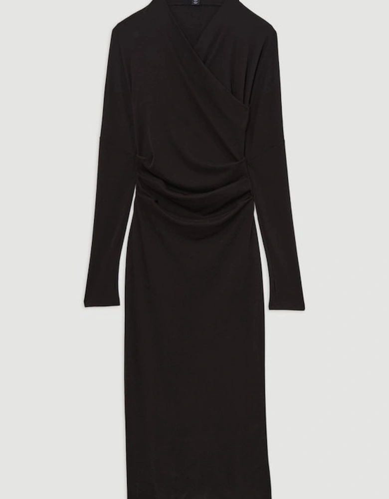 Soft Touch Jersey Asymmetric Neck Midi Dress