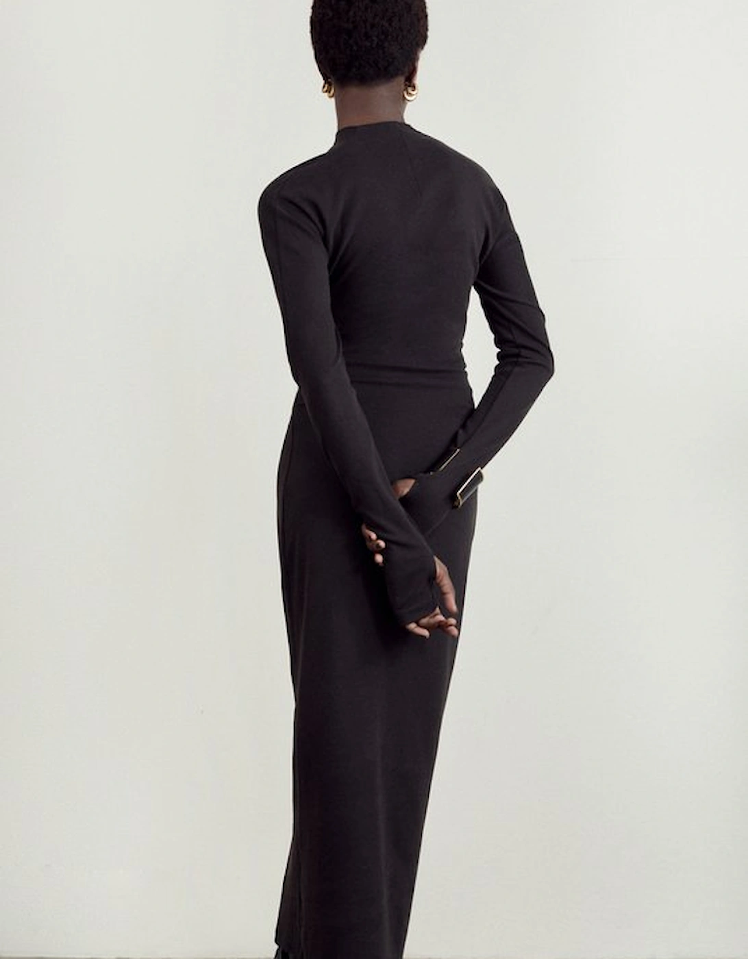 Soft Touch Jersey Asymmetric Neck Midi Dress